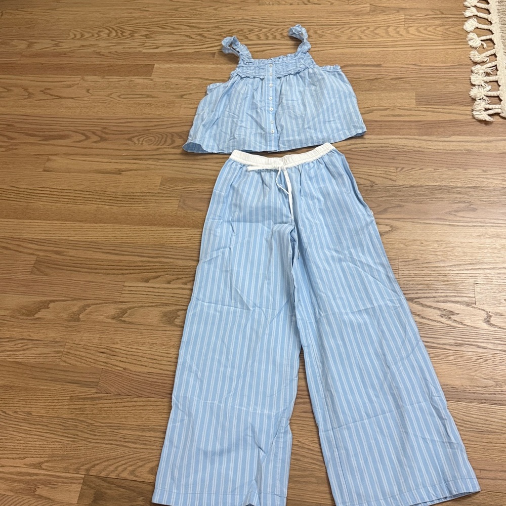 Anthropologie Sky Blue Striped pajama set - Picture 6 of 9